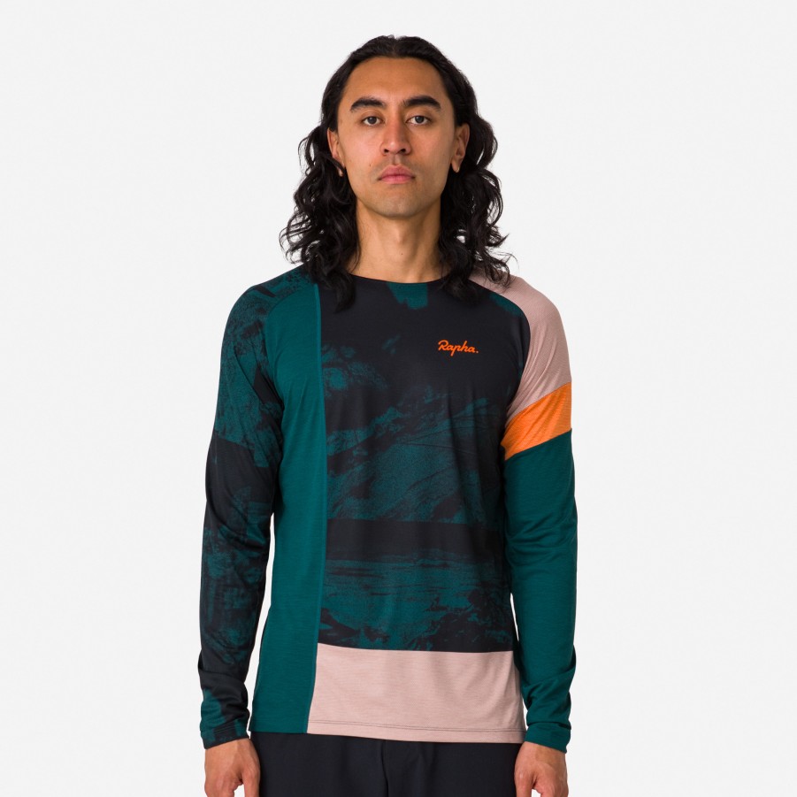 Rapha Men'S Printed Trail Long Sleeve Technical T-Shirt | Jerseys, Jackets & Tops